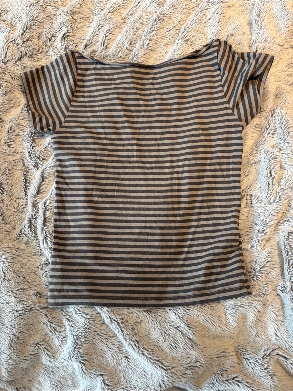 Urban Outfitters Striped Short-Sleeve Top - Gray and Black